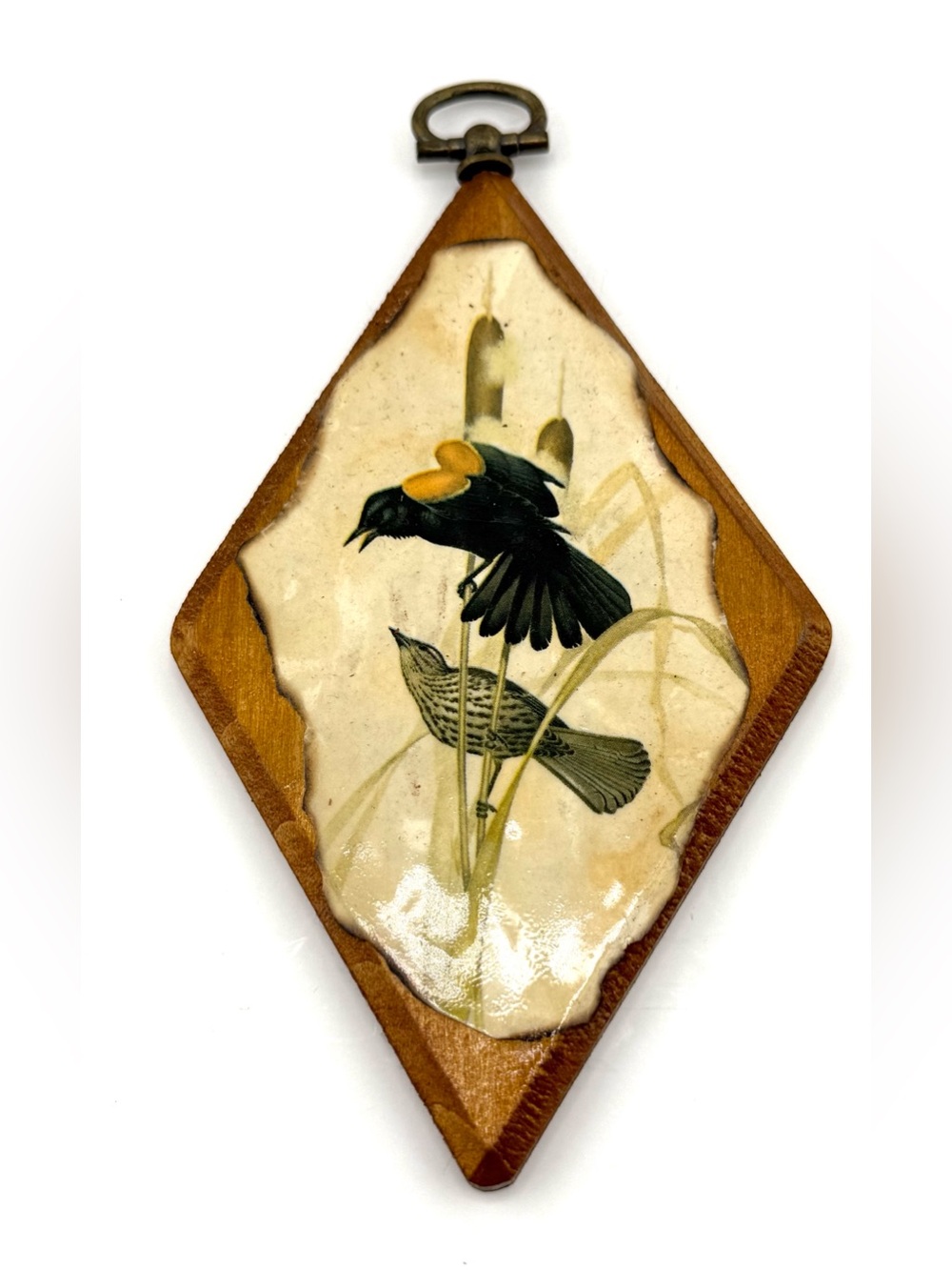 Vintage Handcrafted Bird Art Plaque -